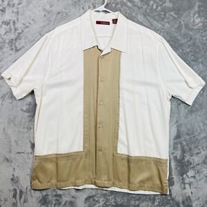 Vintage Sobrino Guayabera Mens Shirt XXL Khaki Ivory Semi Formal